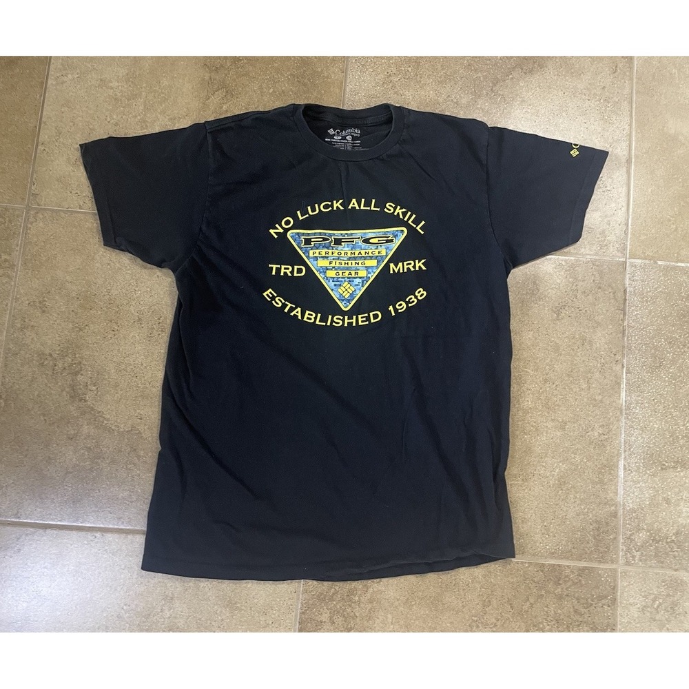 Columbia PFG Mens Sz L T-Shirt Black Short Sleeve Fishing Graphic Tee
